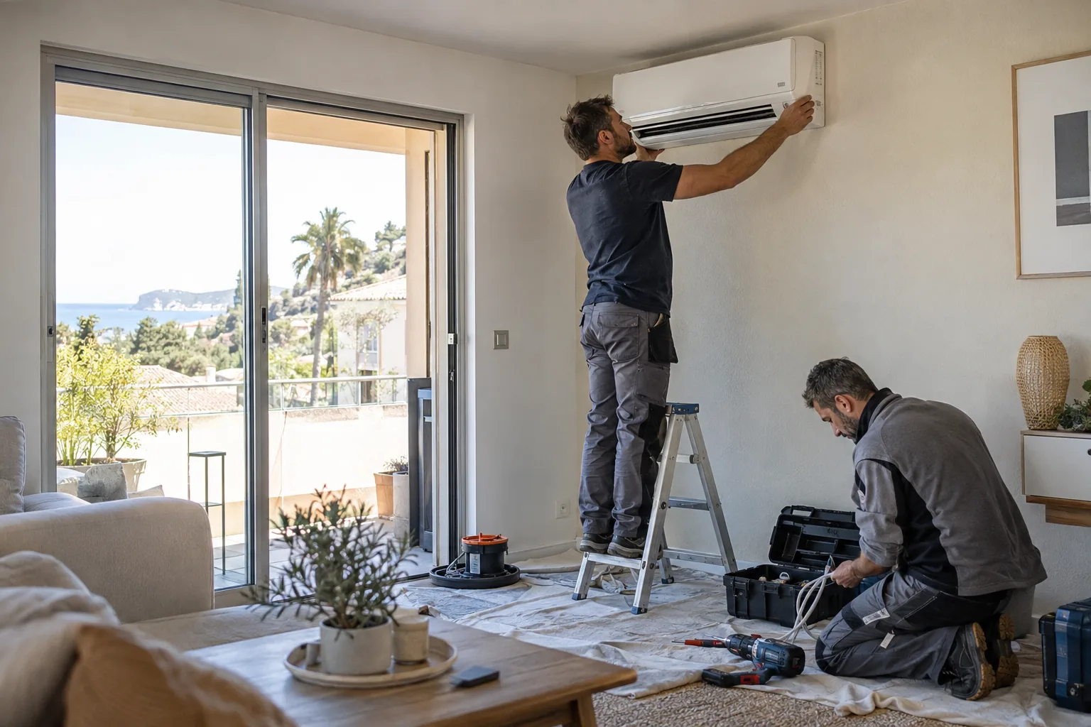 Installation réaliste d'une climatisation murale dans un logement