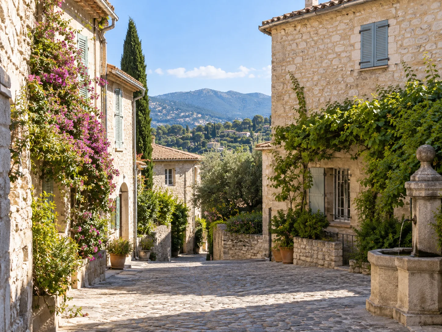 Le village de La Colle-sur-Loup, façades provençales